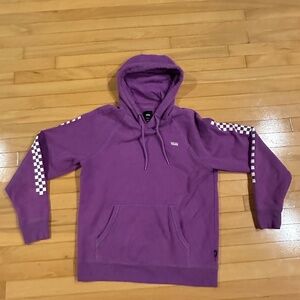 Purple Vans sweatshirt with checkered sleeves